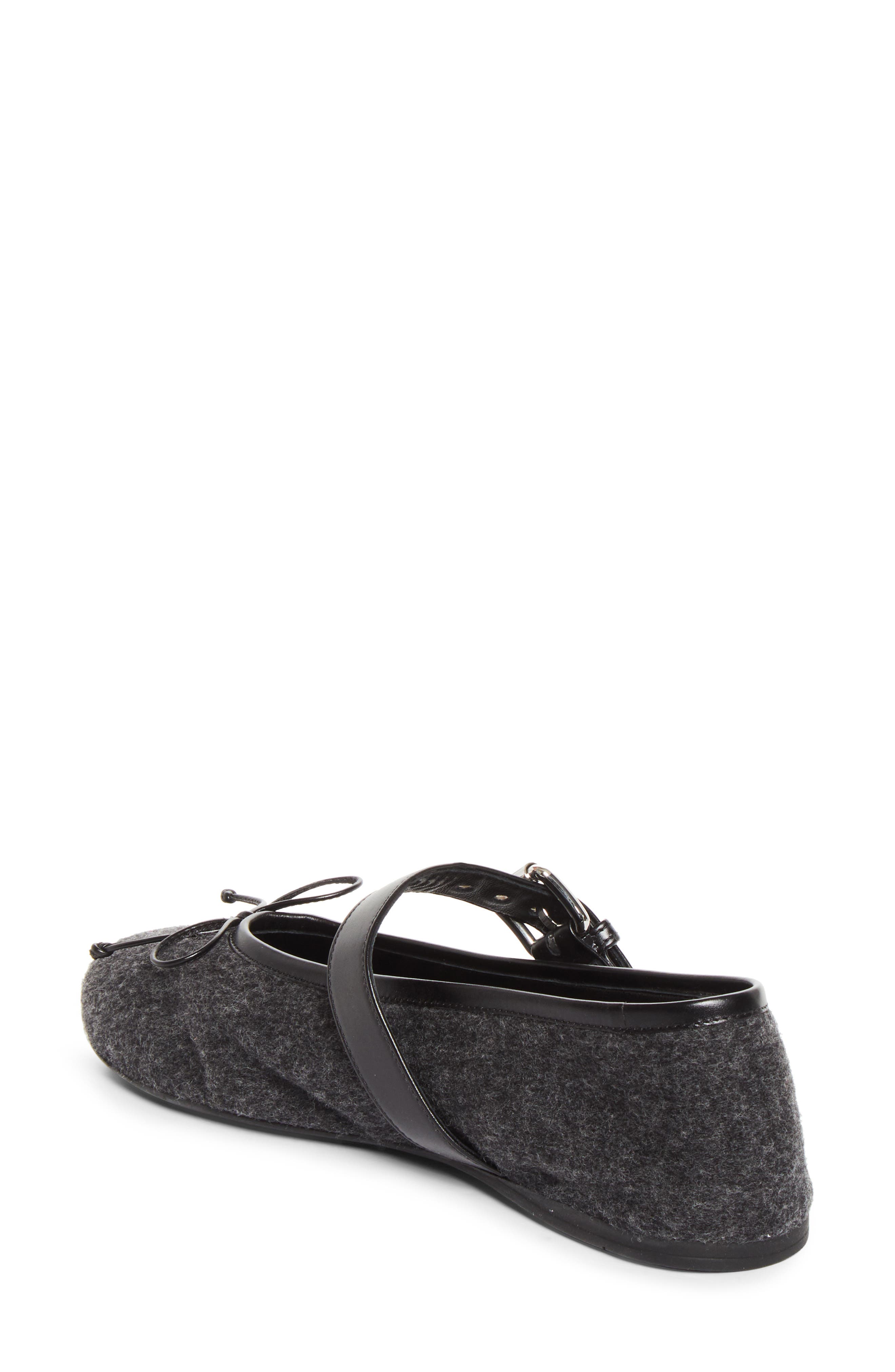 Virgin Wool Flannel Mary Jane Ballet Flat, Alternate, color, ANTRACITE
