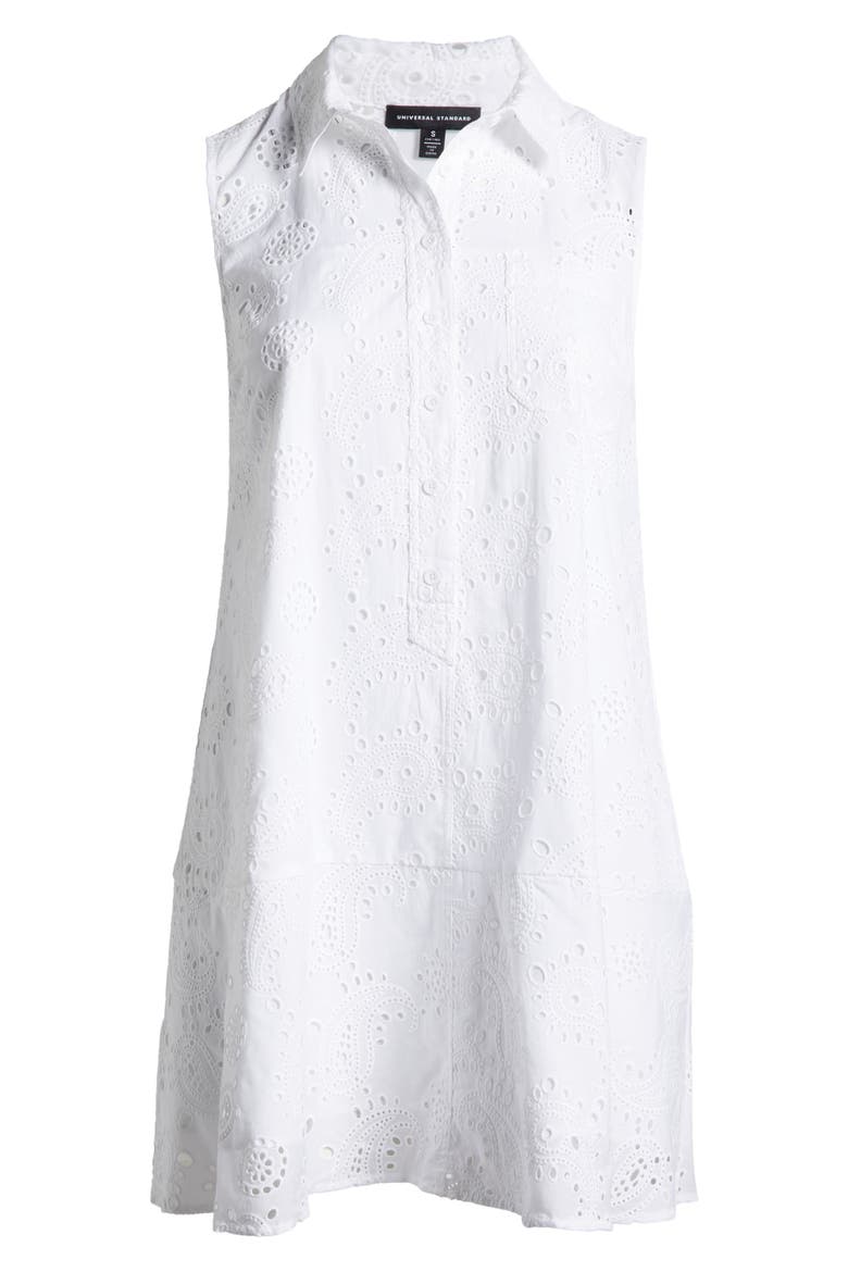 Cotton Eyelet Sleeveless Shirtdress, Alternate, color, WHITE