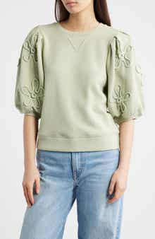 Camy Floral Puff Sleeve Cotton Sweatshirt
