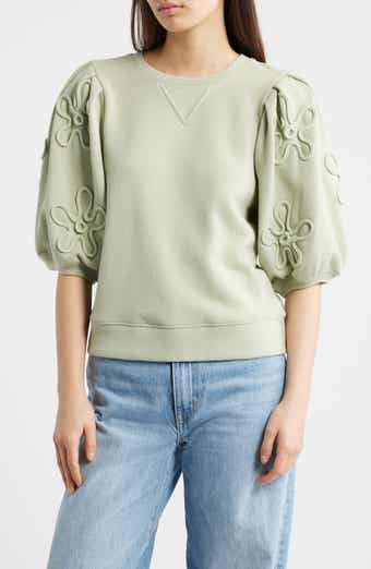 Camy Floral Puff Sleeve Cotton Sweatshirt