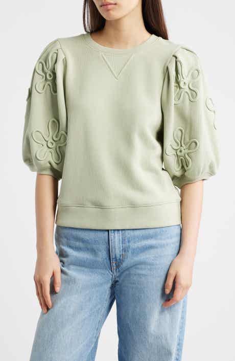 Camy Floral Puff Sleeve Cotton Sweatshirt