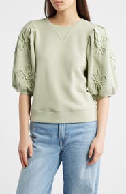 Rails Camy Floral Puff Sleeve Cotton Sweatshirt