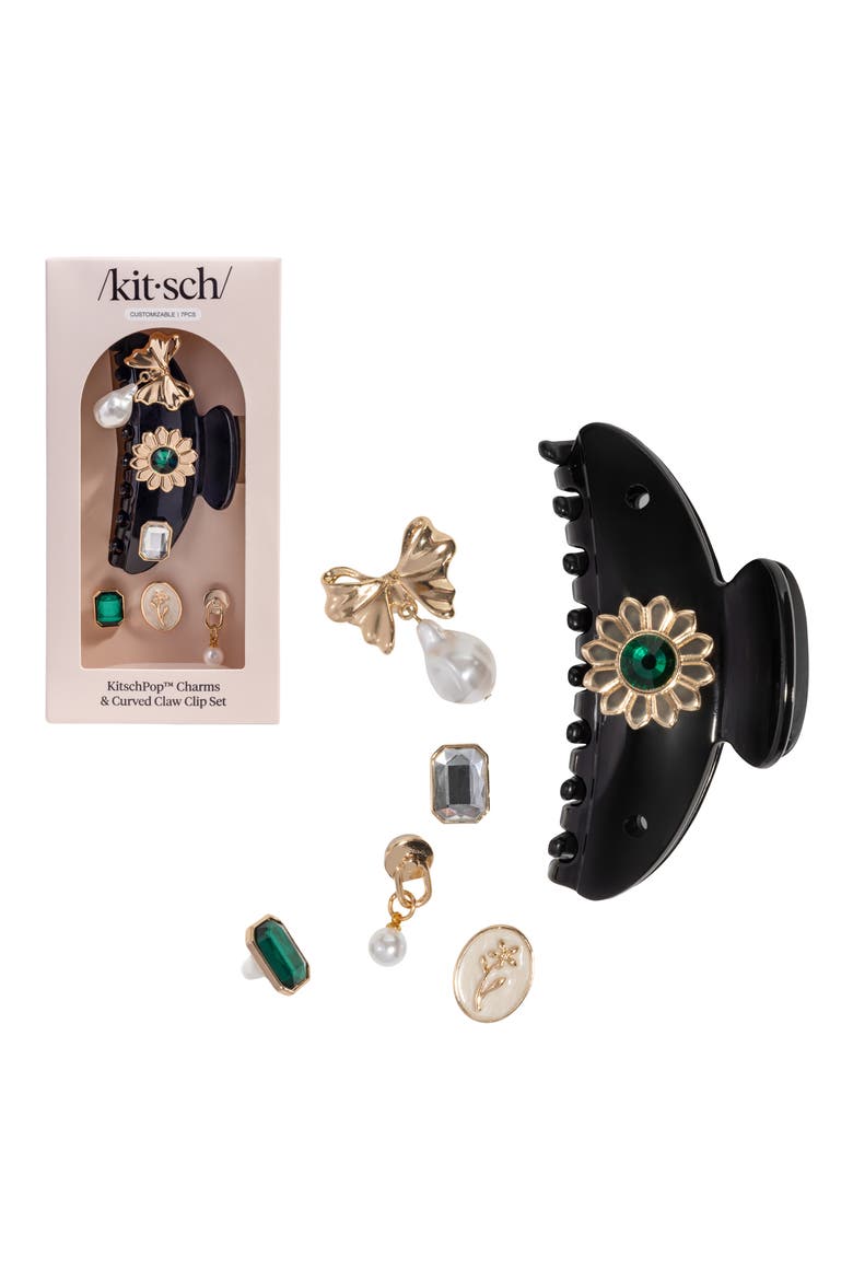 KitschPop™ Charms & Cloud Hair Clip 7-Piece Set, Main, color, BLACK