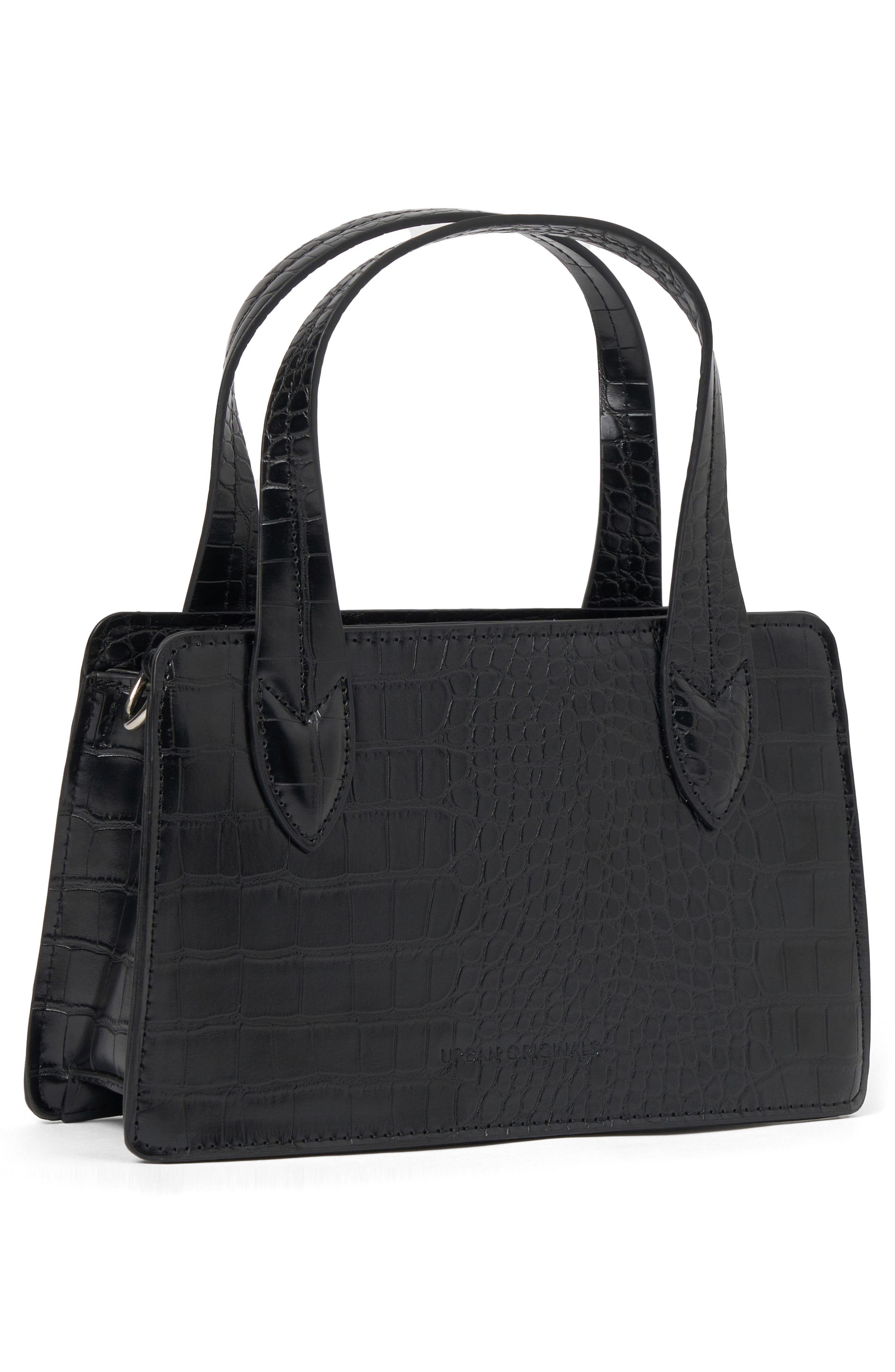 Urban Originals August Croc Embossed Vegan Leather Crossbody Bag, Alternate, color, Black