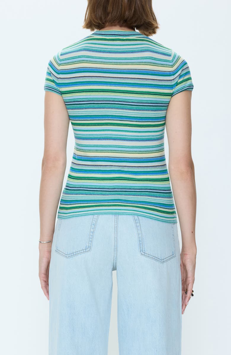 Pistola Selene Stripe Cotton Short Sleeve Sweater, Alternate, color, Blue Green Multi