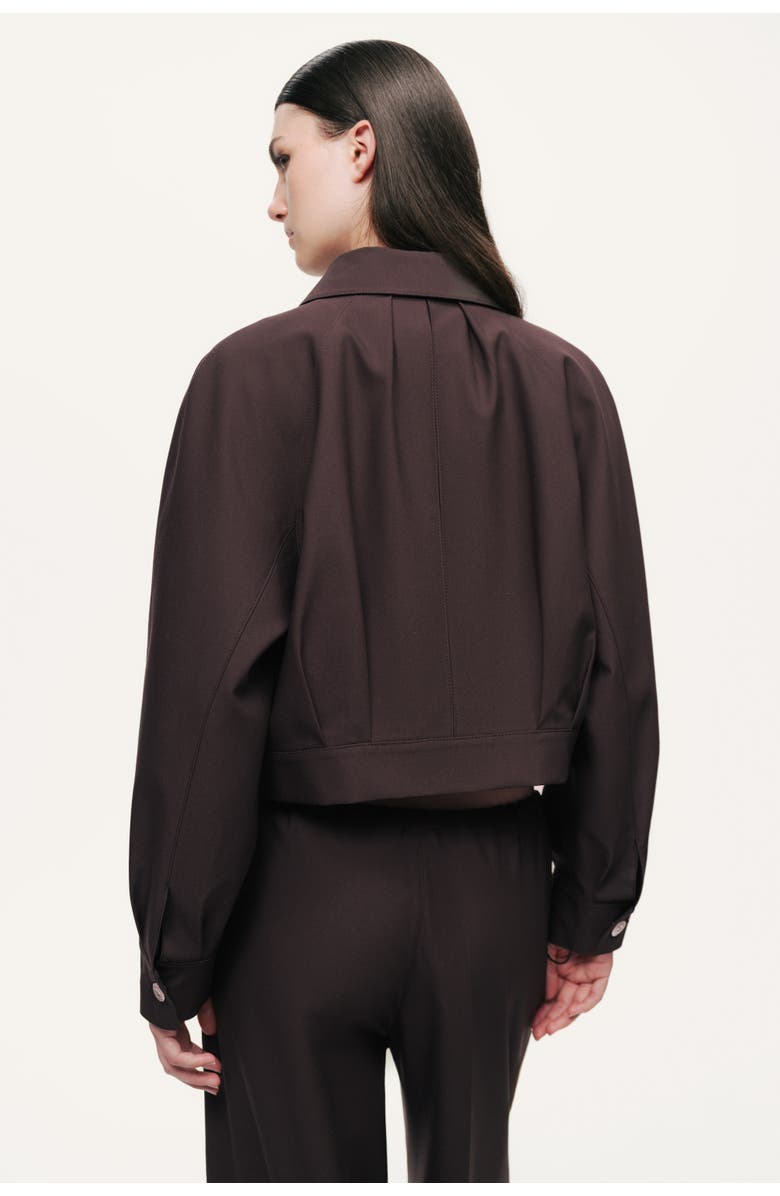 Nocturne Buckle Detail Cropped Zip Jacket, Alternate, color, Dark Brown