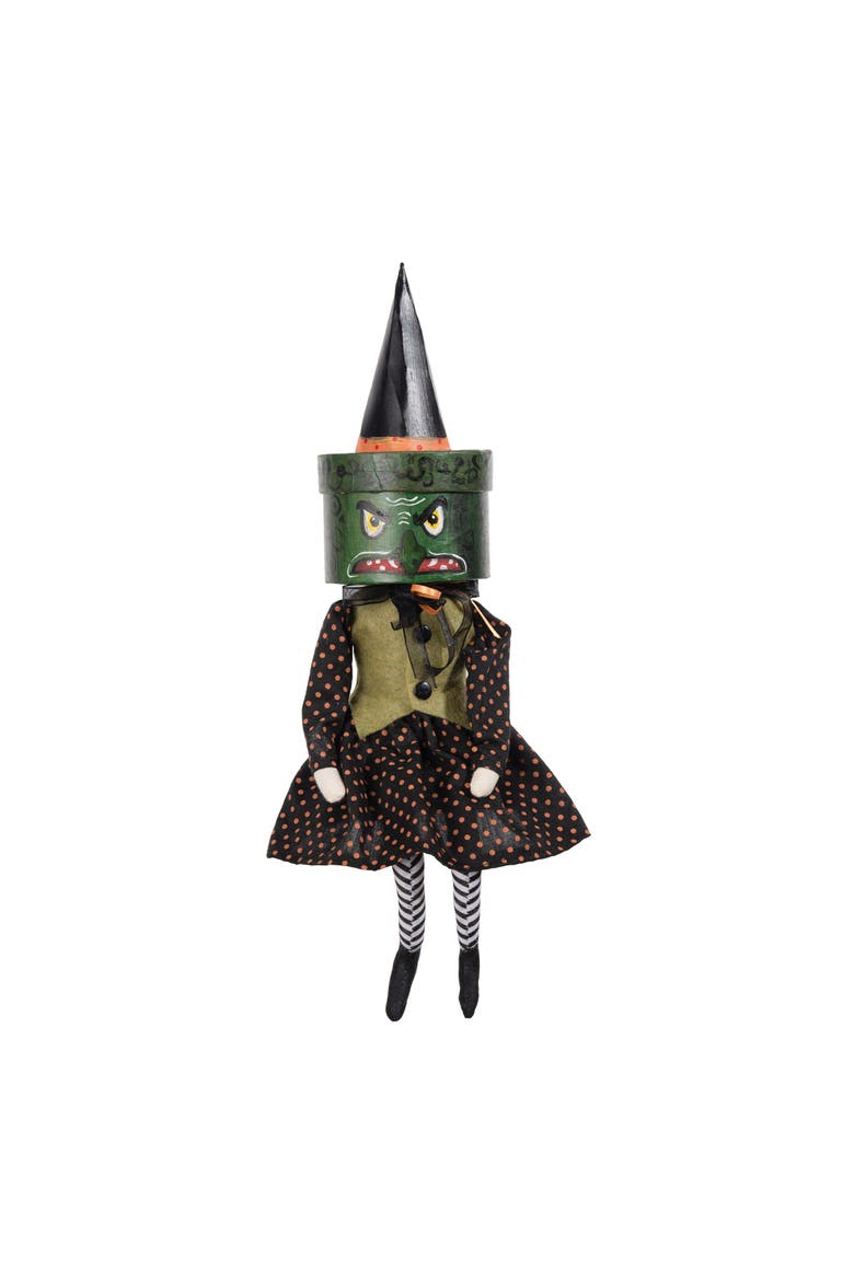Greta Witch Box Head Halloween Joe Spencer Gathered Traditions Figurine, Main, color, Black