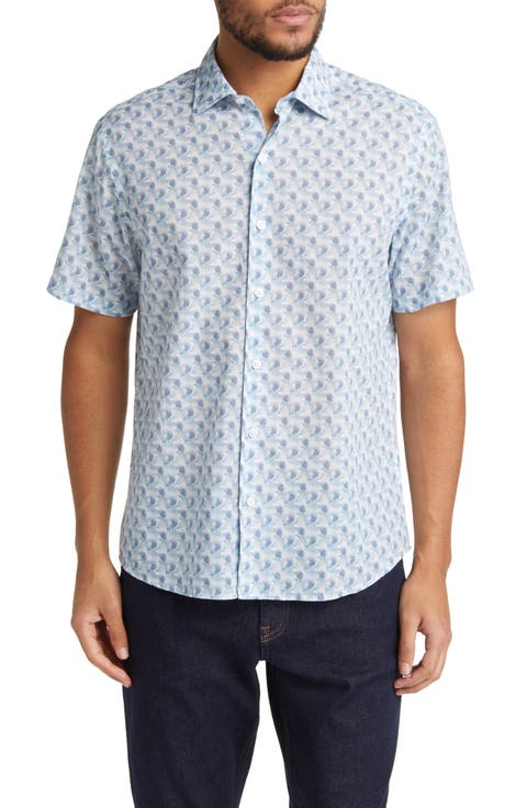 Bruckner Floral Short Sleeve Cotton Button-Up Shirt