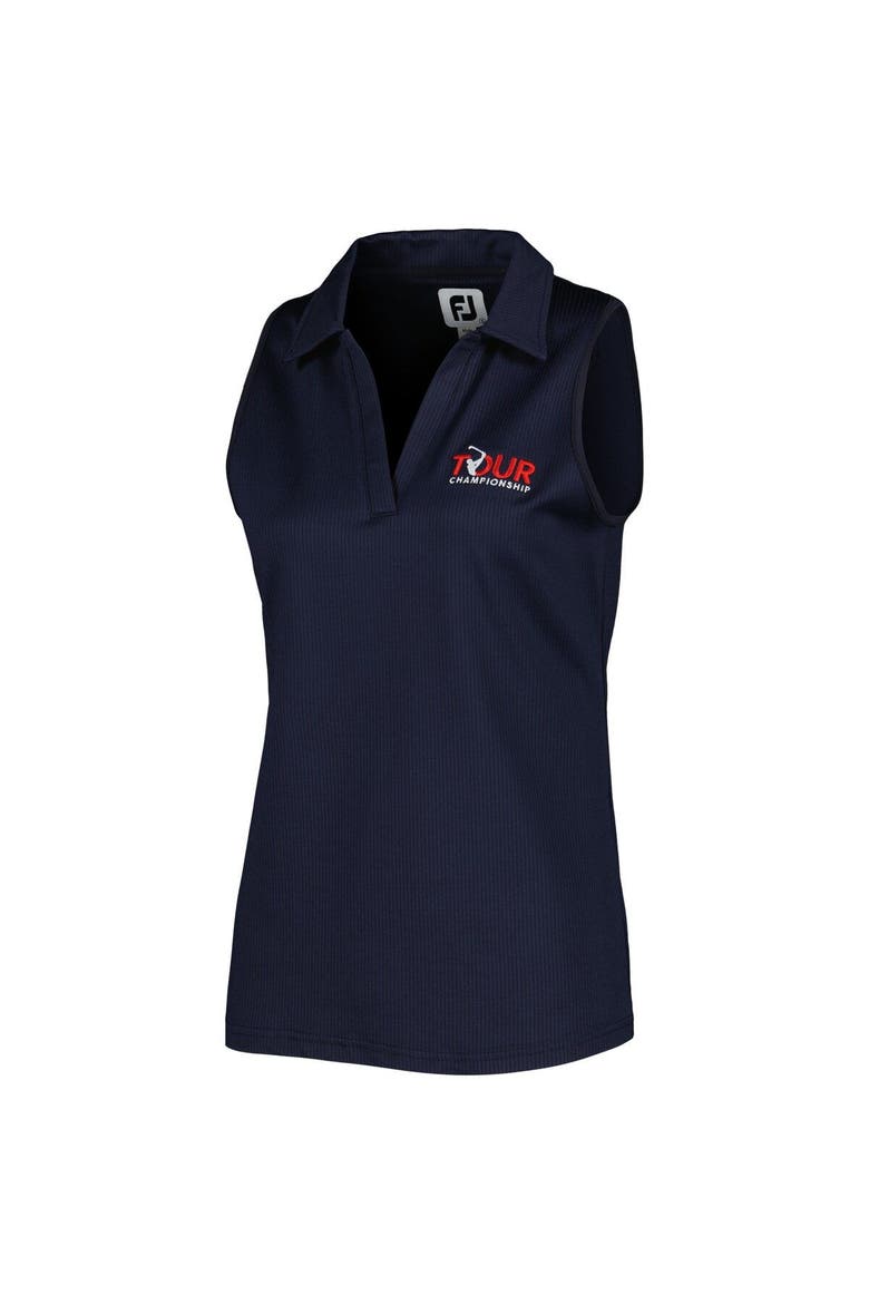 Women's FootJoy Navy TOUR Championship V-Neck Tank Top, Alternate, color, Navy