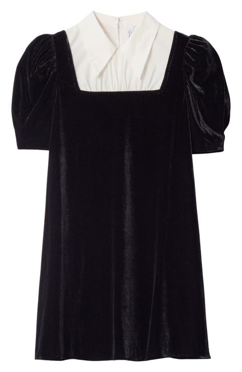 & Other Stories Collar Velvet Minidress In Black Dark