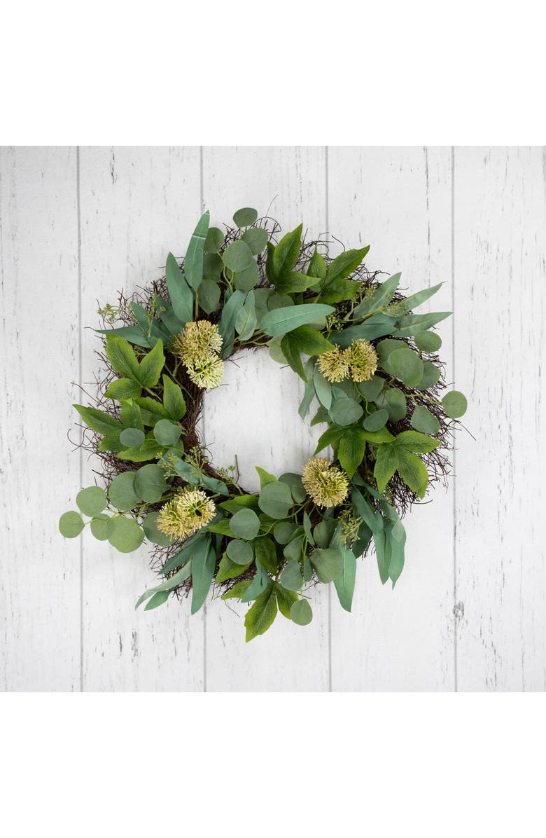 Northlight Eucalyptus and Olive Leaf Twig Spring Wreath, 24-Inch, Alternate, color, Green