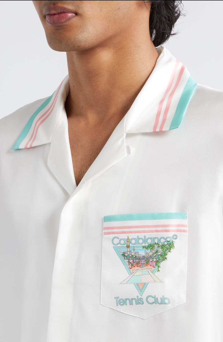 Casablanca Tennis Club Icon Silk Camp Shirt, Alternate, color, 