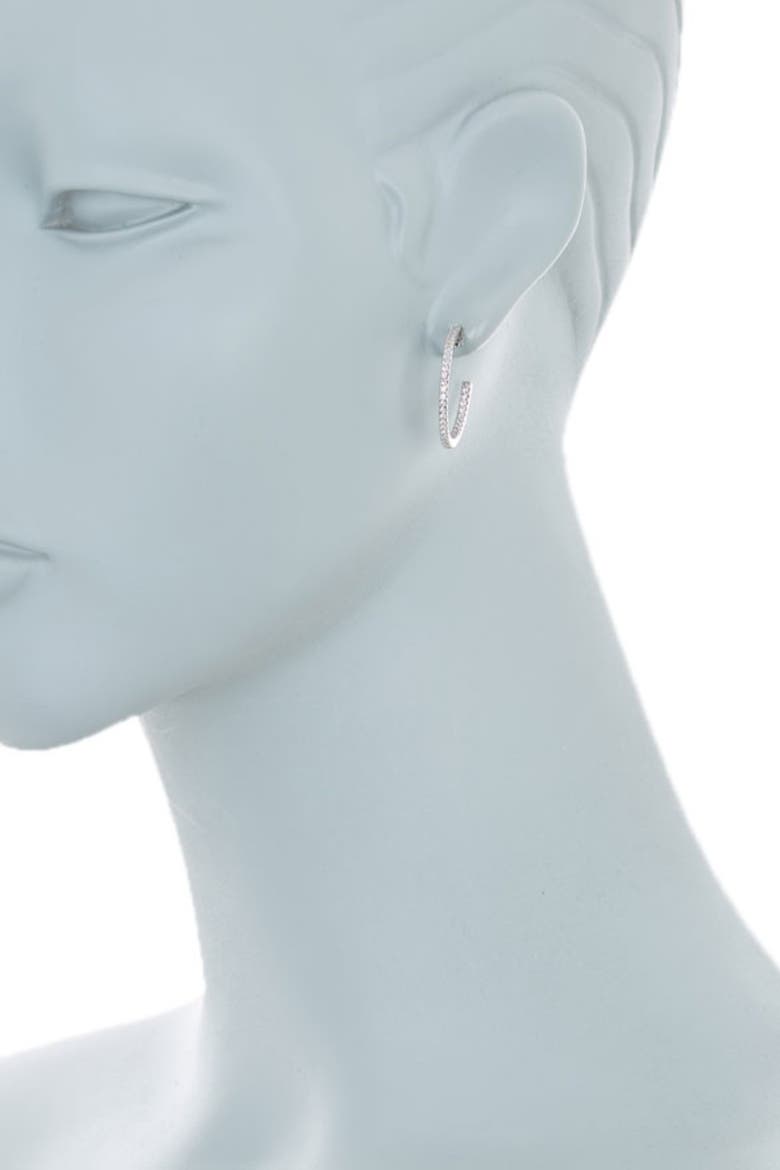 20mm Pave CZ Hoop Earrings, Alternate, color, CLEAR- SILVER