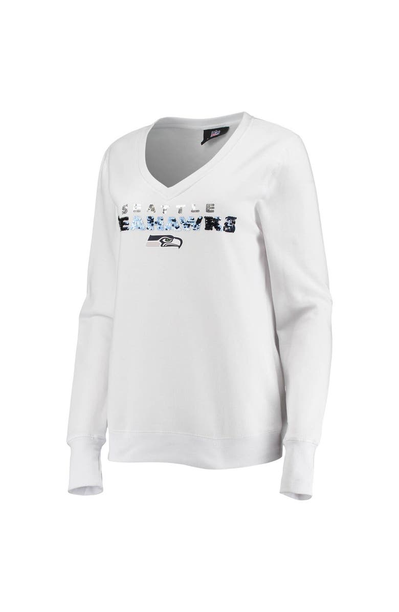 CUCE Women's Cuce White Seattle Seahawks Victory V-Neck Pullover Sweatshirt, Alternate, color, 