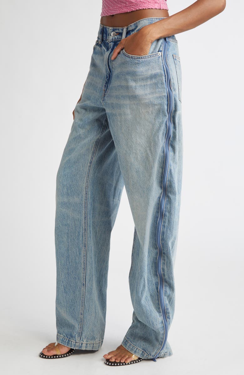 Alexander Wang Mesh Insert Curved Leg Jeans, Alternate, color,