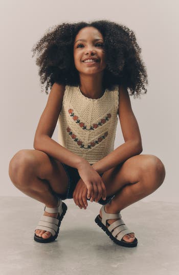 Kids' Embroidered Cotton Woven Top & Shorts Set