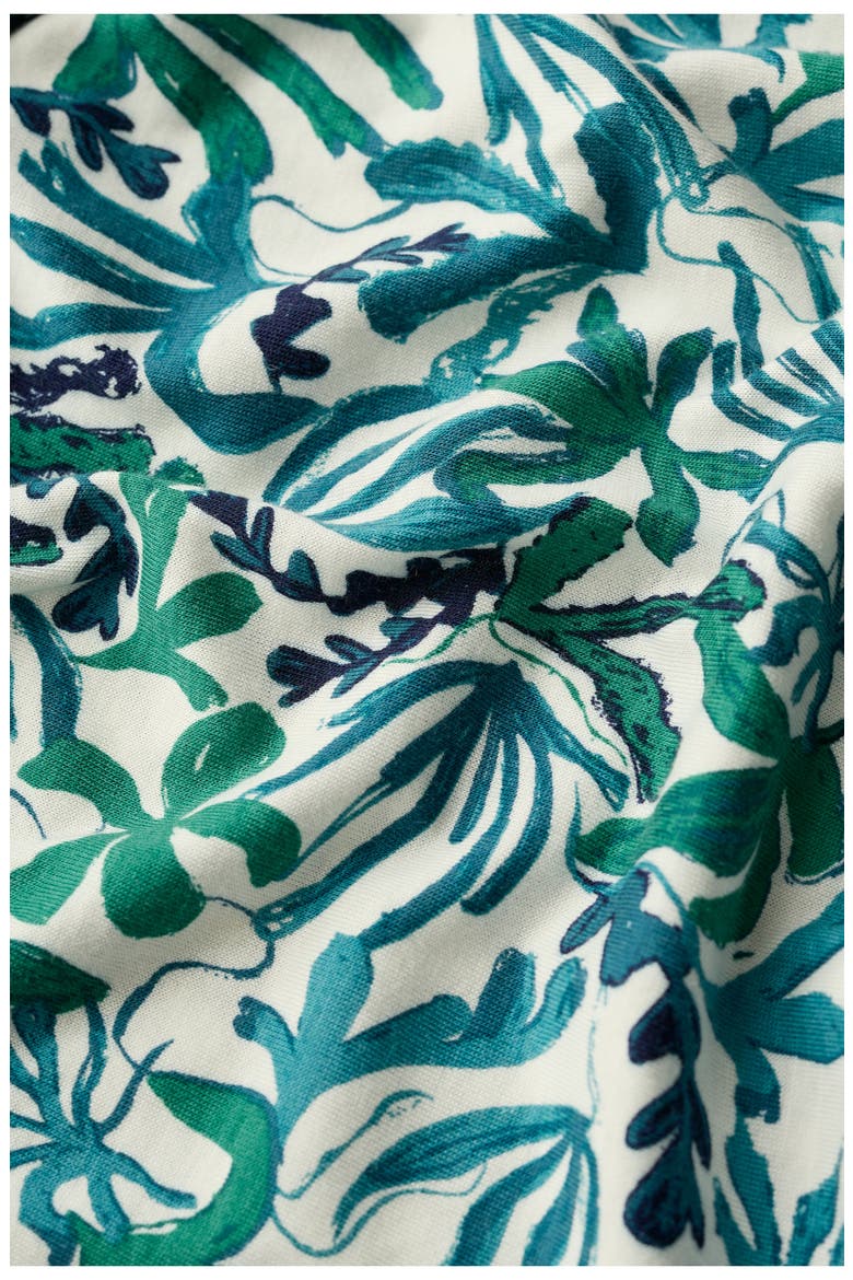 Appletree Frond Print Keyhole T-Shirt, Alternate, color, INKY FRONDS CHALK