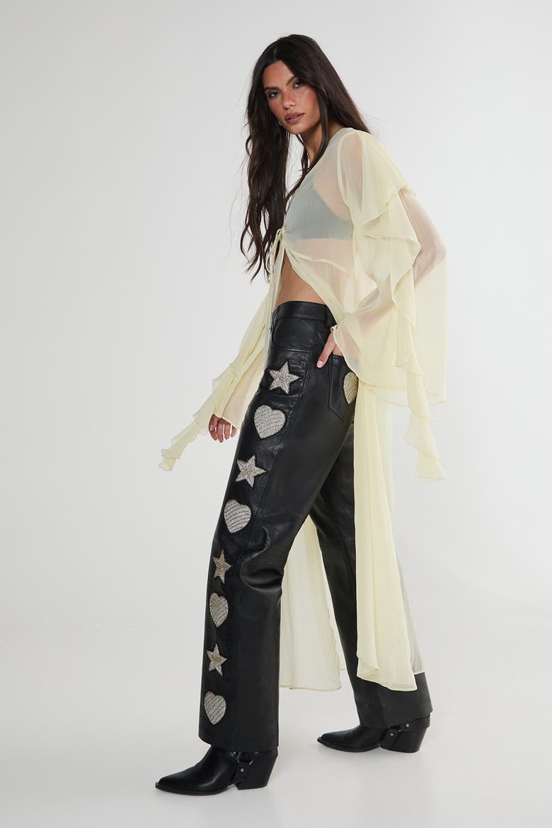 Leather Patched Pants, Alternate, color, Black