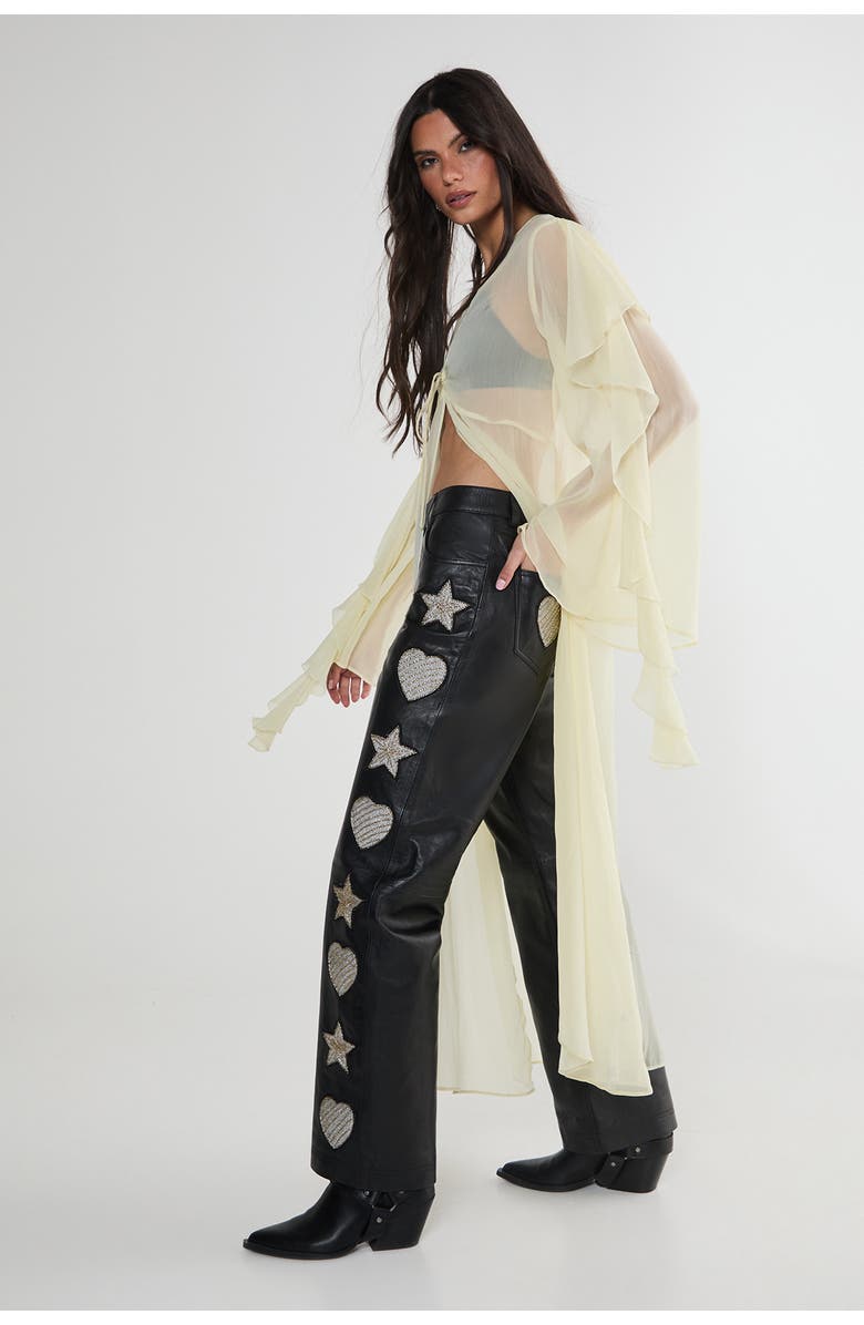 NASTY GAL Leather Patched Pants, Alternate, color, Black