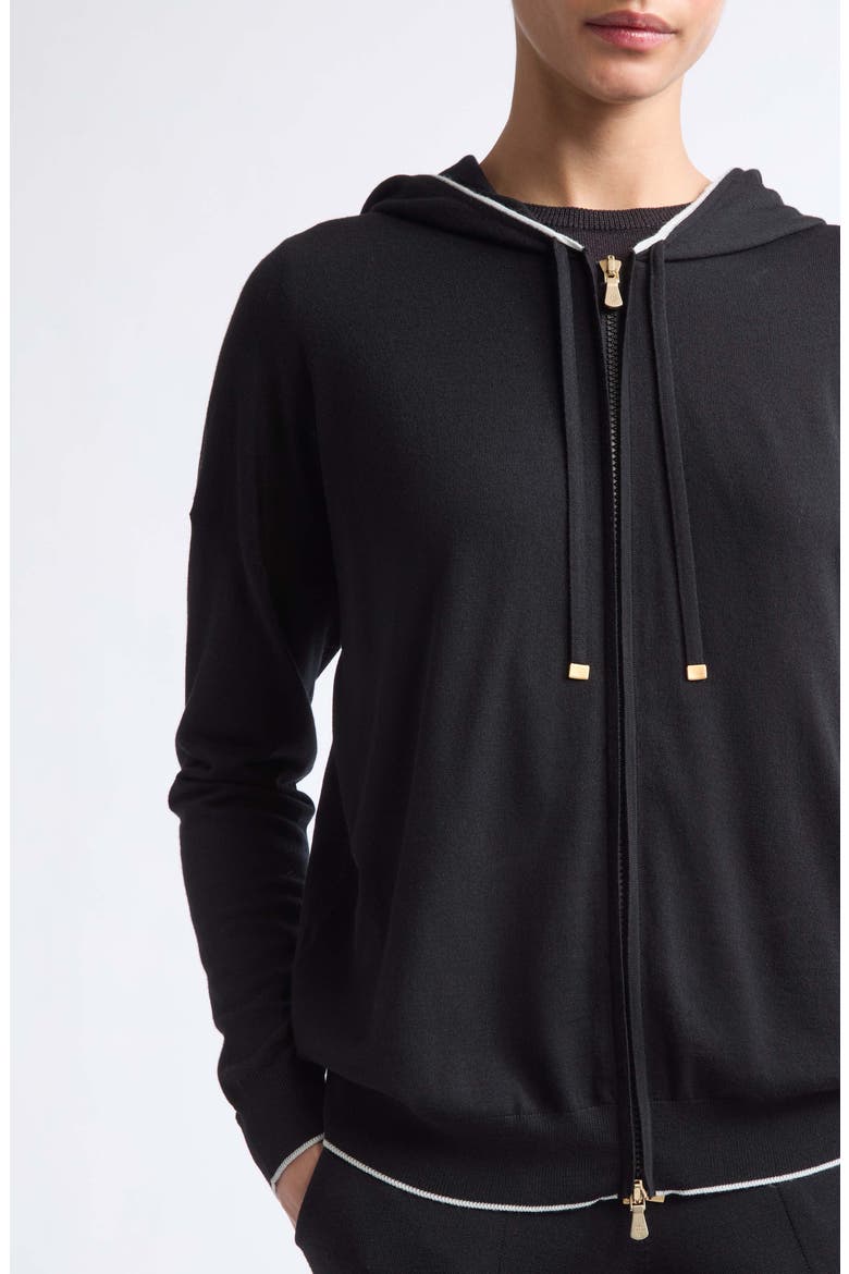 Tipped Merino Wool Zip Hoodie, Alternate, color, 22-75 BLK LT PRL GRY