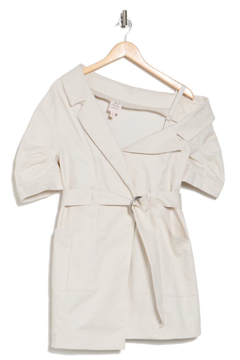 Milly Asymmetrical Belted Utility Dress, Alternate, color, ALABASTER