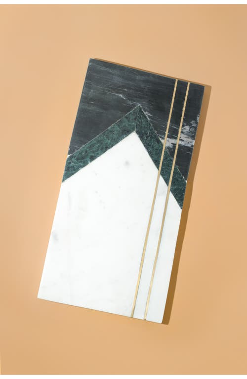 Tiramisu Emerald Artistry Marble Platter In White Multi