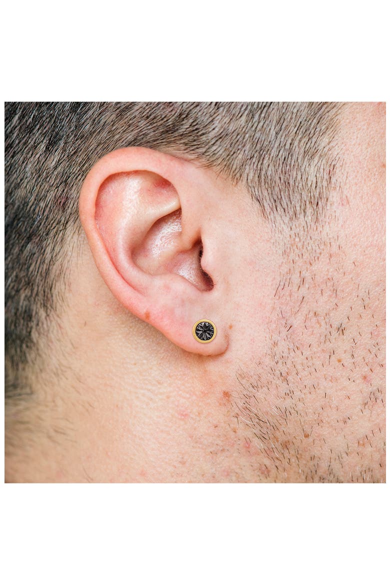 Men's Set of 2 Black Diamond Square & Round Stud Earrings, Alternate, color, BLACK