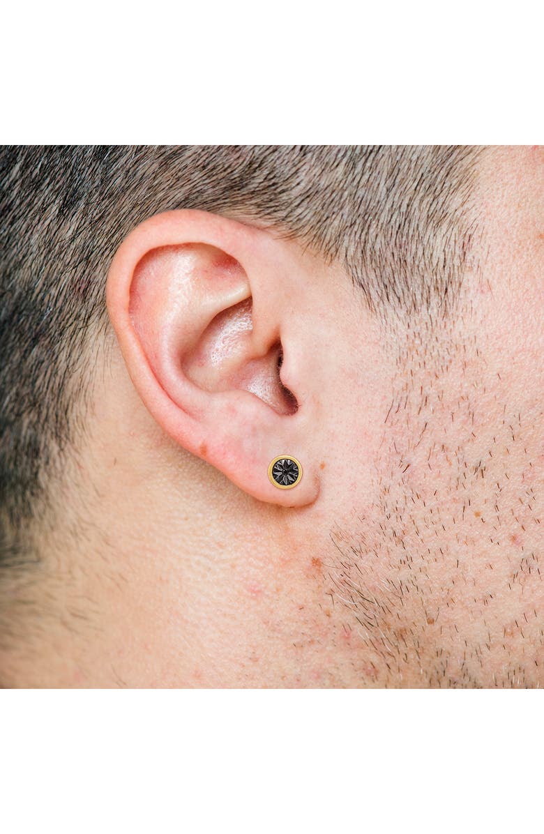 DELMAR Men's Set of 2 Black Diamond Square & Round Stud Earrings, Alternate, color, Black