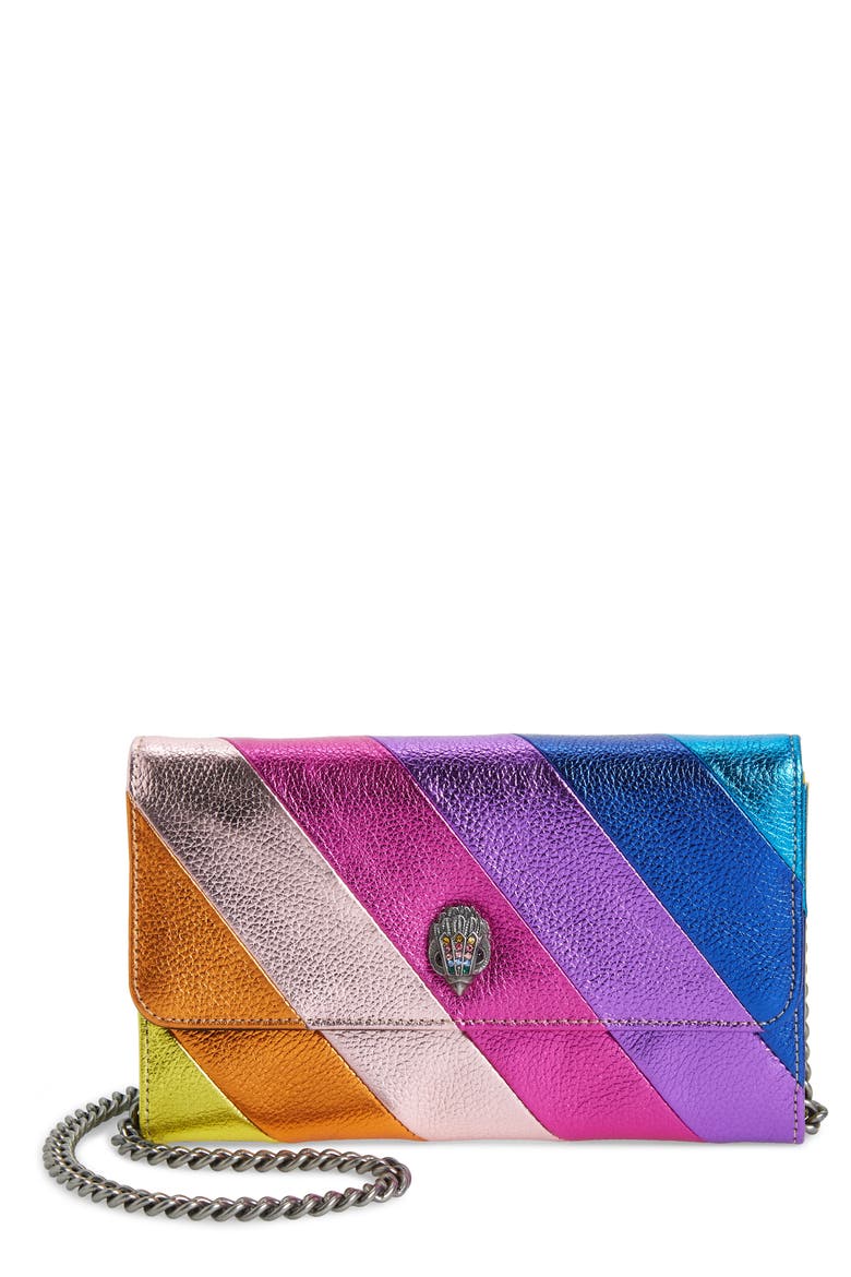 Stripe Leather Chain Wallet, Main, color, MULTI/ OTHER