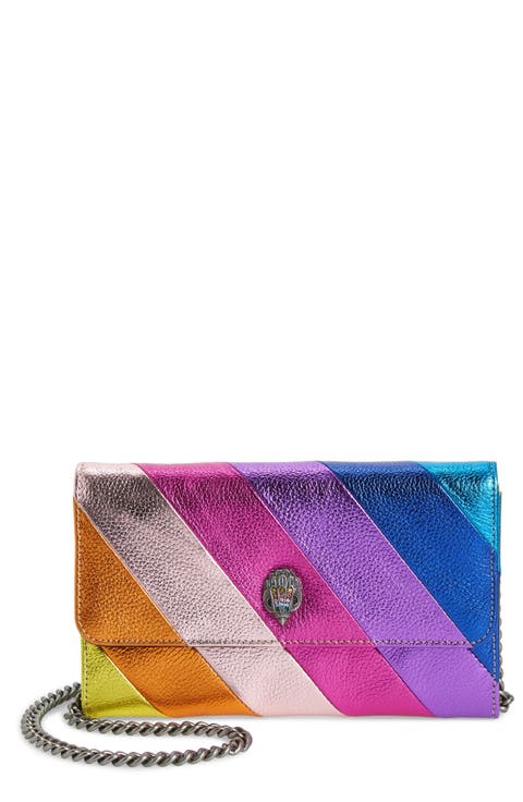 Stripe Leather Chain Wallet