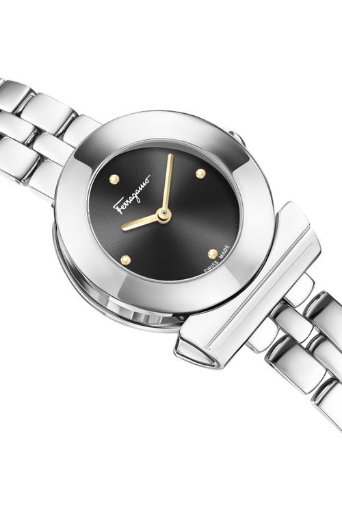 Ferragamo Gancino Bracelet Watch With Black Sunray Dial In Metallic