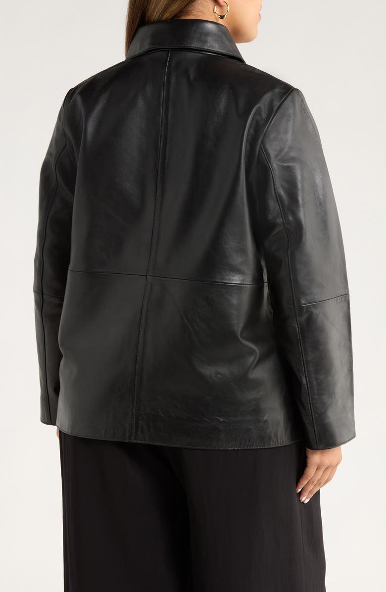 Nordstrom Leather Shirt Jacket, Alternate, color, Black
