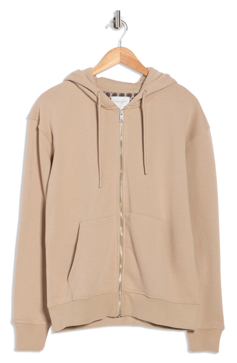 DENIM AND FLOWER Full Zip Fleece Hoodie, Alternate, color, Warm Sand