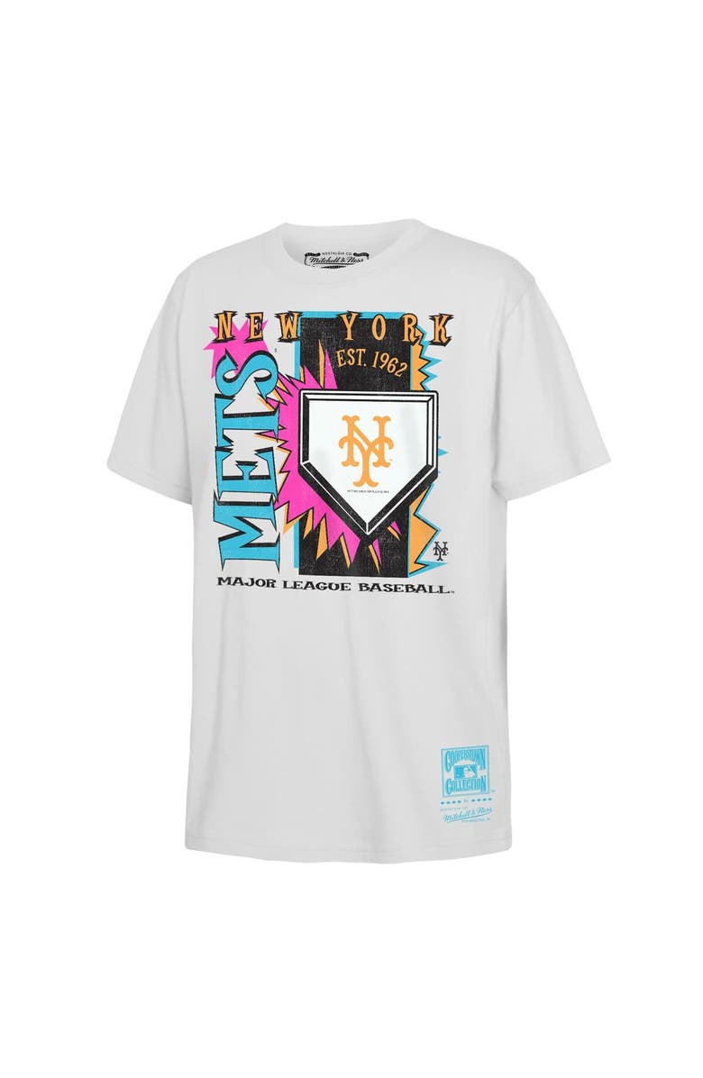 Mitchell & Ness Youth Mitchell & Ness White New York Mets Cooperstown Neon Field Shock T-Shirt, Main, color, White