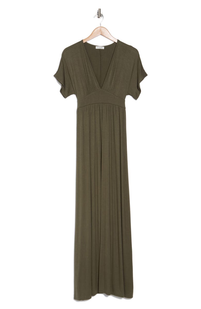 Loveappella Empire Maxi Dress, Alternate, color, Olive