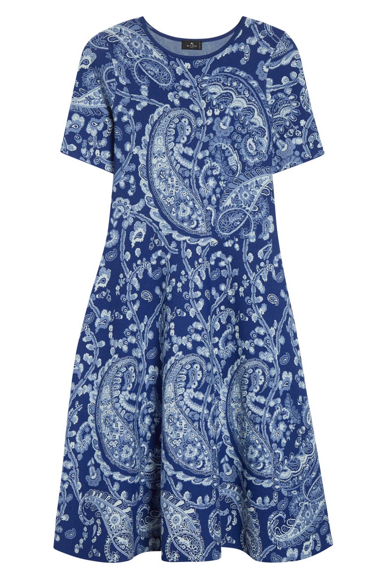 Paisley Jacquard Sweater Dress, Alternate, color, MULTICOLOUR ON BLUE BASE