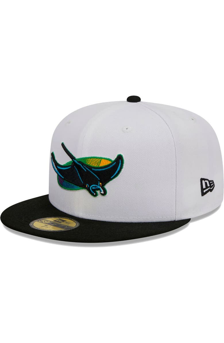 New Era Men's New Era White/Black Tampa Bay Rays Optic 59FIFTY Fitted Hat, Main, color, 