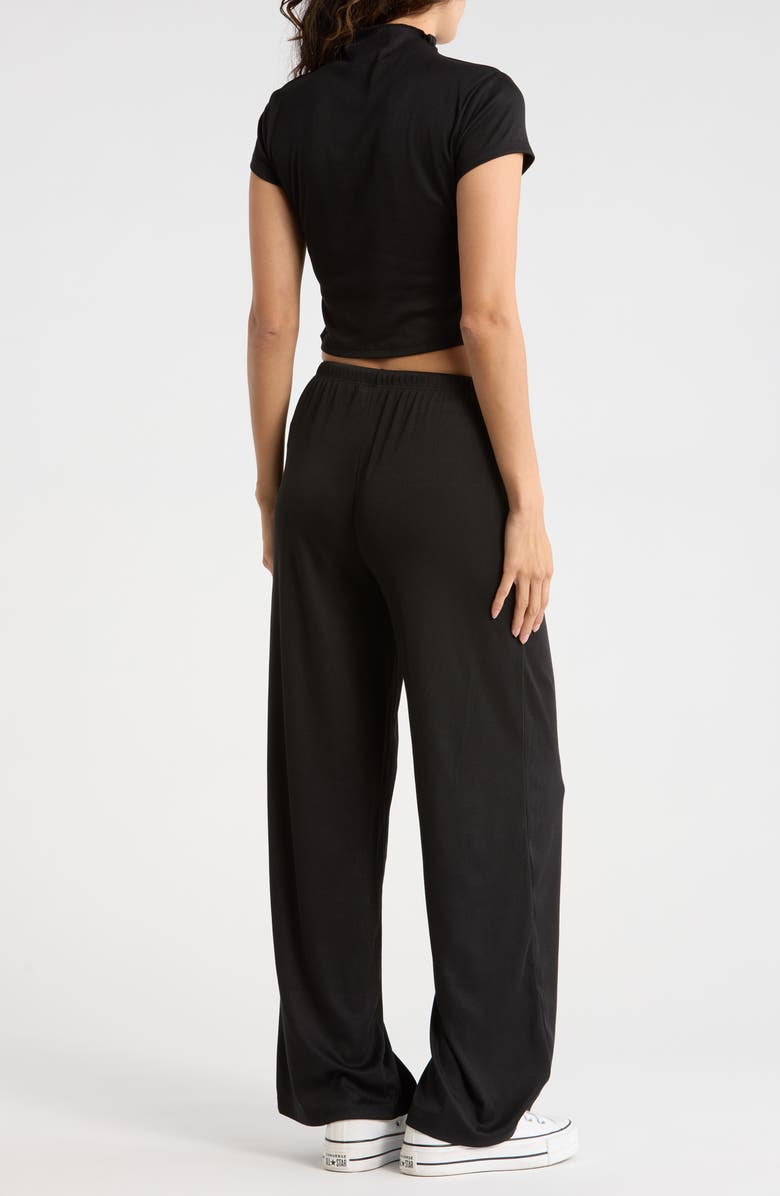 Madden Girl Funnel Neck Short Sleeve Top & Pants Set, Alternate, color, Black