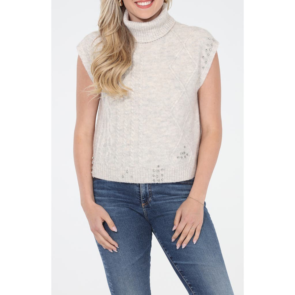 Rain And Rose Turtleneck Sweater Vest In Neutral