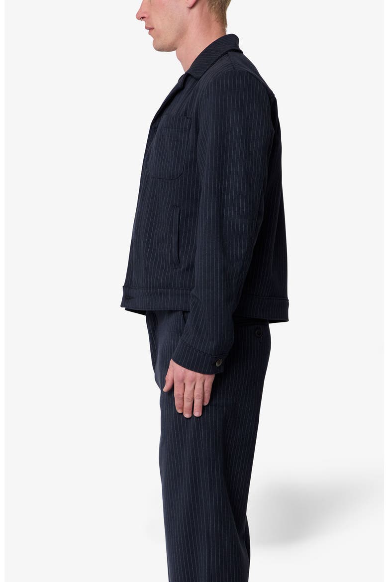 Pinstripe Trucker Jacket, Alternate, color, BLACK/ WHITE