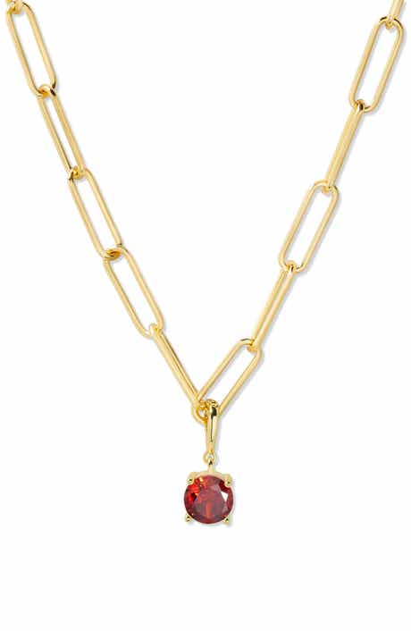 Brook and York Melrose Birthstone Pendant Paper Clip Chain Necklace