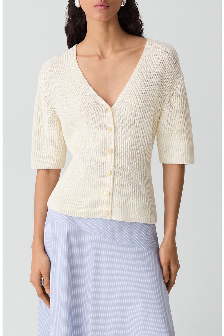 Shaped Cotton Cardigan, Main, color, IVORY - C05