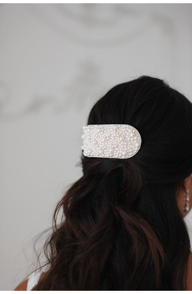 Untamed Petals Bridgette Pearl Barrette, Alternate, color, Pearl