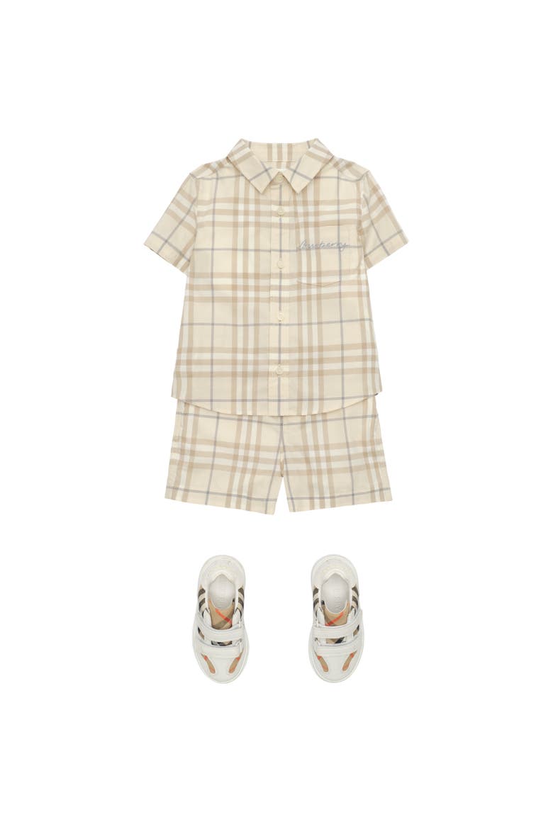 Check Cotton Shirt, Alternate, color, Sesame beige