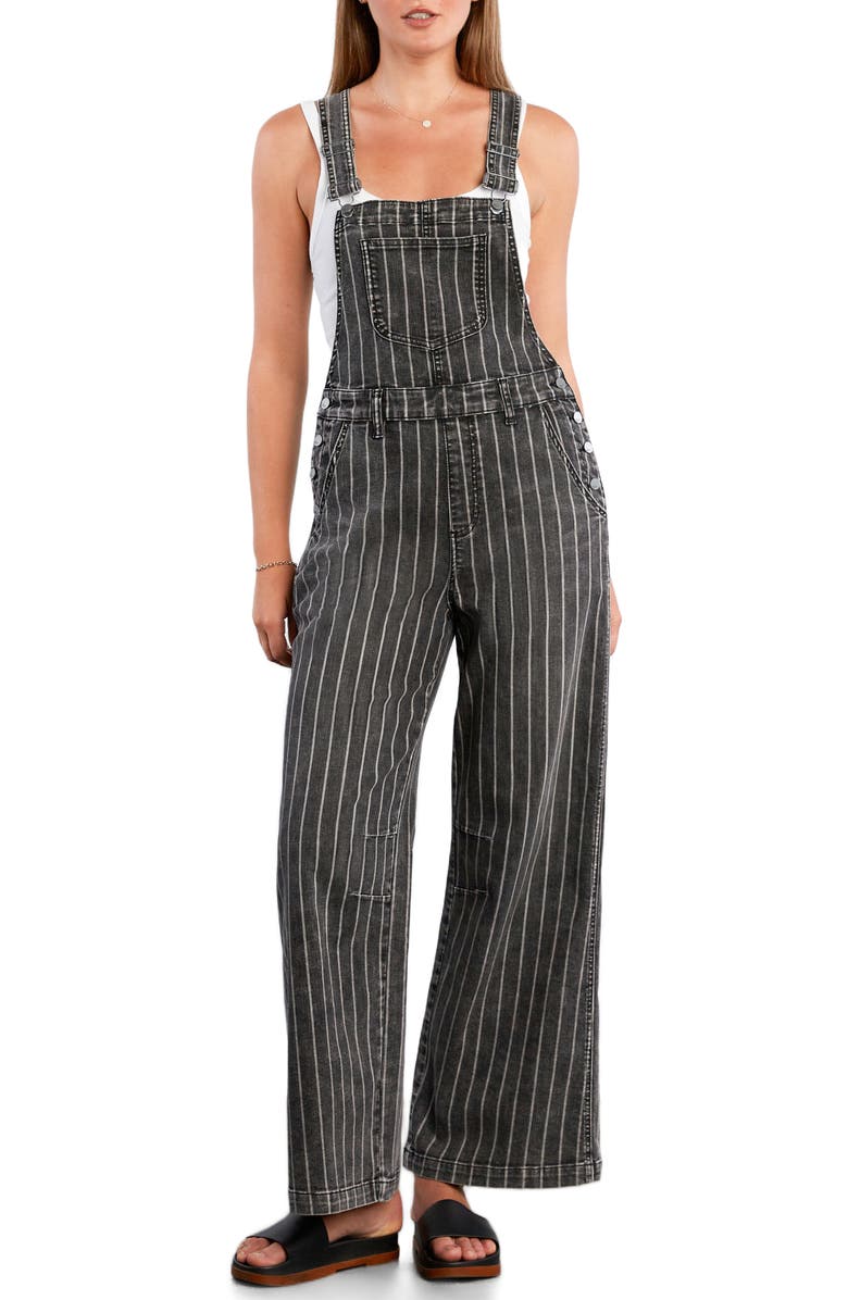 Wash Lab Denim Lucky Denim Overalls, Alternate, color, Grey Denim Stripe