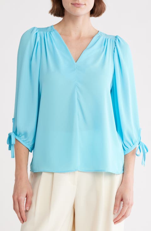 V-Neck Tie Sleeve Top