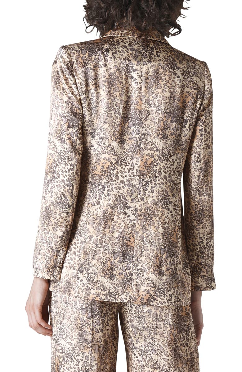 Whistles Big Cat Print Satin Blazer, Alternate, color, 