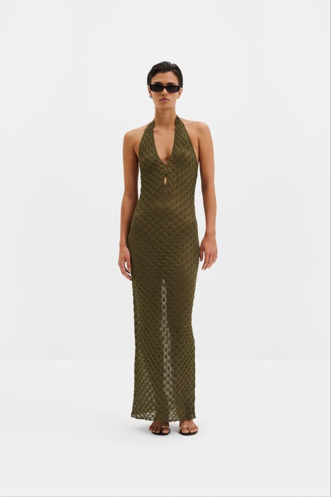 Esra Knitted Halterneck Maxi Dress
