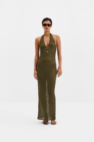 Malina Esra Knitted Halterneck Maxi Dress