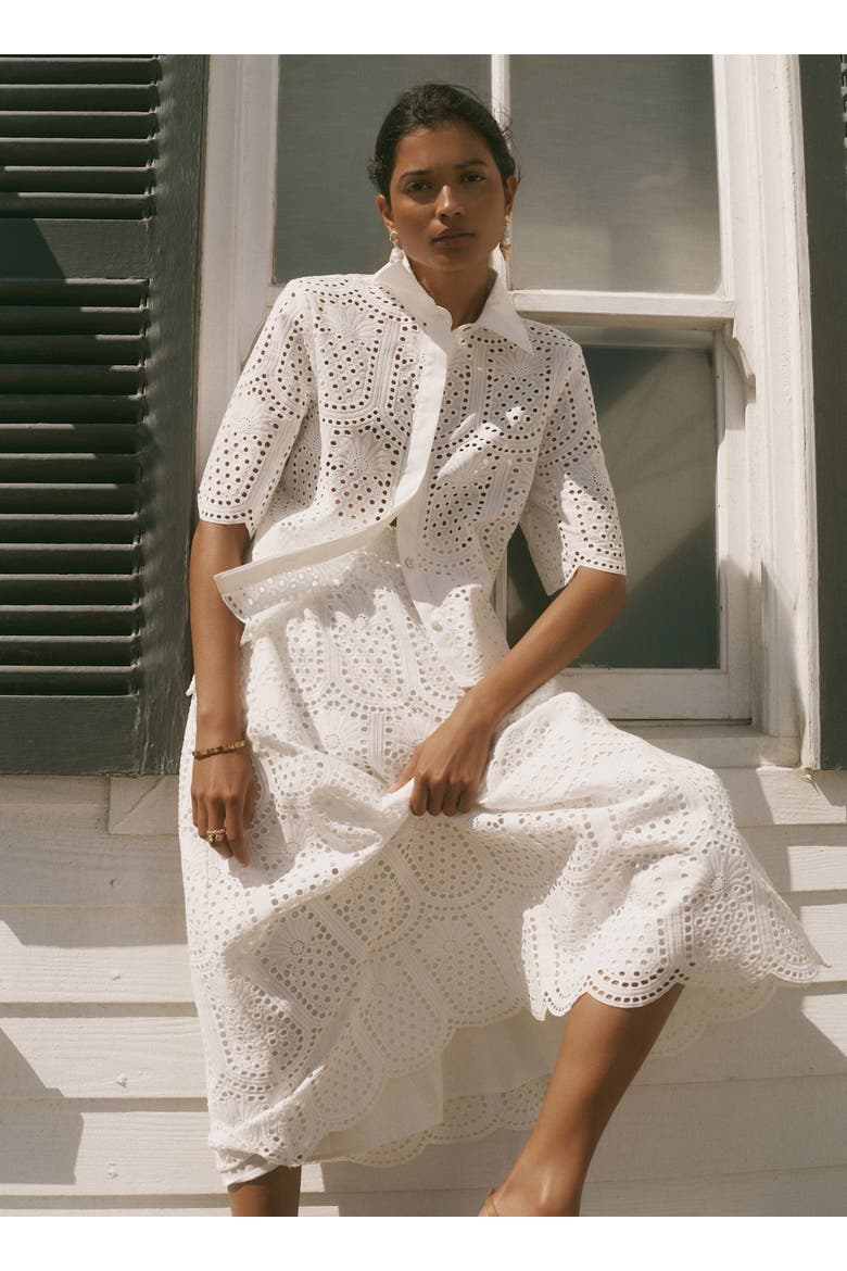 Cotton Broderie Shirt, Alternate, color, Ivory